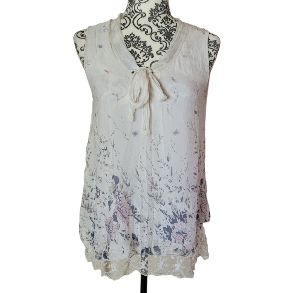 Via Signoria Made In Italy silk sleeveless blouse size small